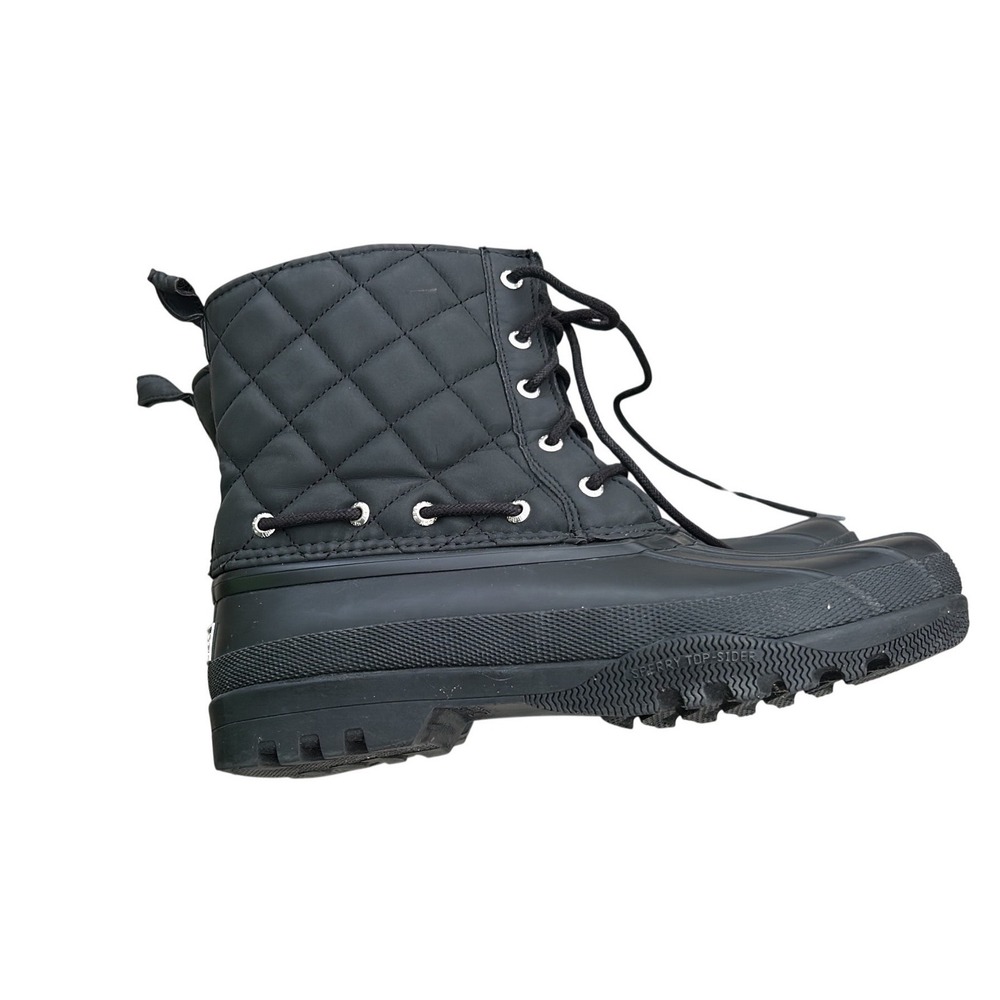 Sperry Saltwater Black Quilted Waterproof Duck Boots Womens 8 STS83693